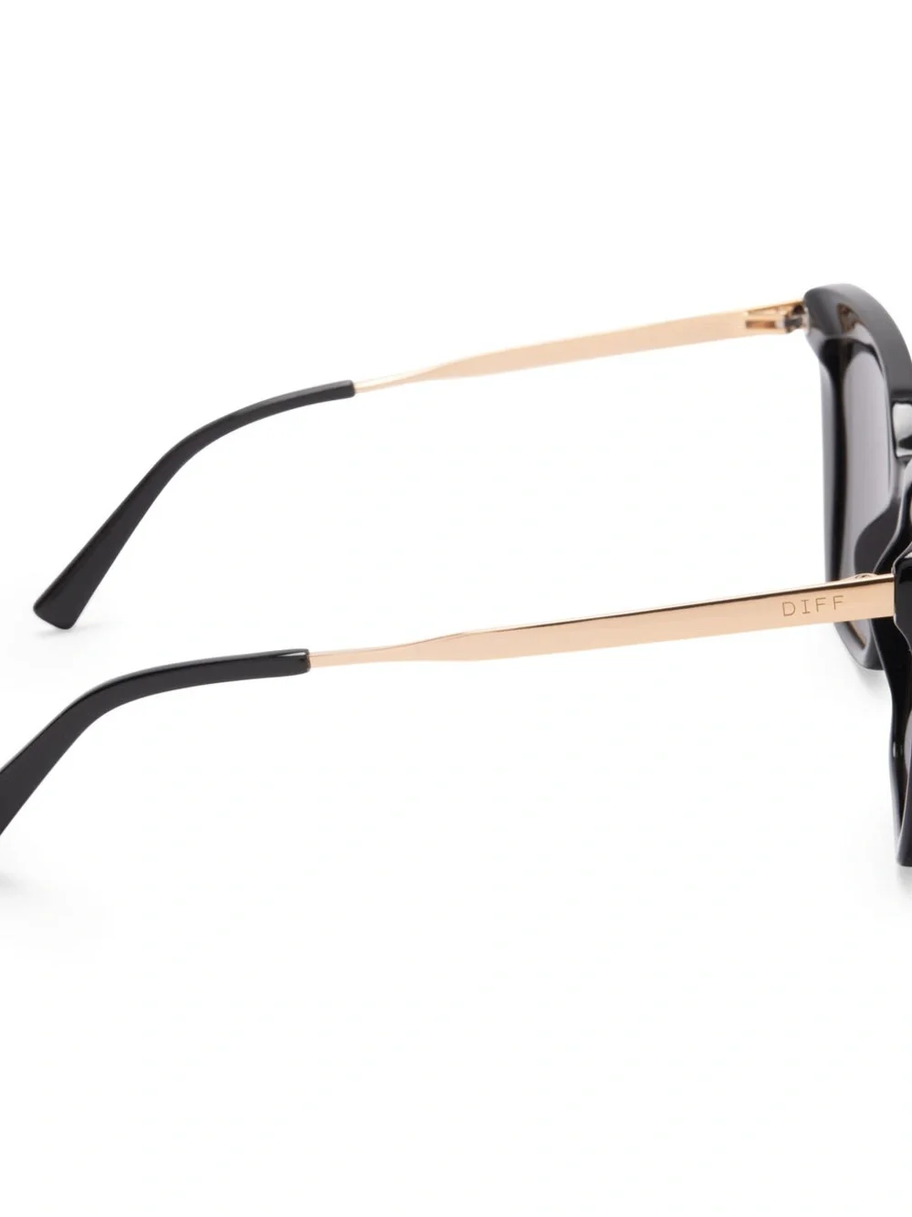 Diff Eyewear Black Cat-Eye Sunglasses with Gold Accents
